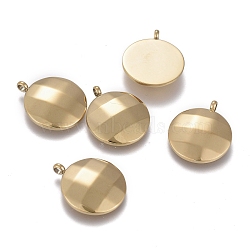 Ion Plating(IP) 304 Stainless Steel Pendants, Half Round/Dome, Faceted, Golden, 18x15x2.7mm, Hole: 1.8mm(STAS-I164-010G)