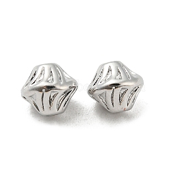 Brass Beads, Cadmium Free & Nickel Free & Lead Free, Twist Bicone, Platinum, 7x6mm, Hole: 1mm(KK-D090-11P)