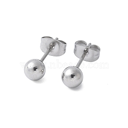 304 Stainless Steel Stud Earrings for Women, Round, Stainless Steel Color, 5mm(EJEW-E603-06A-P)