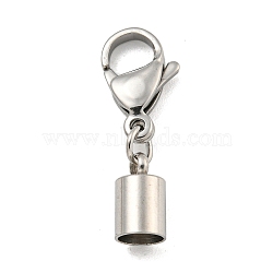 304 Stainless Steel Cord Ends, with Lobster Claw Clasps, Stainless Steel Color, 27mm, Inner Diameter: 5mm(STAS-K273-07A-P)