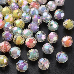 Transparent Acrylic Beads, Bead in Bead, AB Color, Faceted, Round, Mixed Color, 9.5x9.5mm, Hole: 2mm(X-TACR-S152-04B)