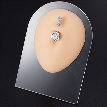 Soft Silicone Belly Button Flexible Model Body Navel Displays with Acrylic Stands, Jewelry Display Teaching Tools for Piercing Suture Acupuncture Practice, PeachPuff, Stand: 8x5.1x10.6cm, Silicone: 7.2x6x1.8cm
