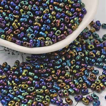 Opaque Glass Seed Beads, Peanut, Colorful, 3.5~4x2~2.5x2~2.3mm, Hole: 0.8mm