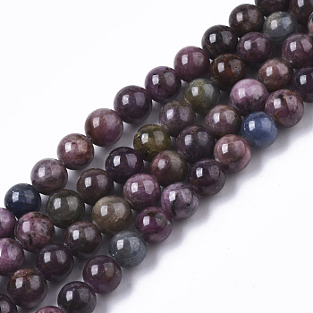 Natural Red Corundum/Ruby and Sapphire Beads Strands, Round, 5.5mm, Hole: 1mm, about 74pcs/strand, 15.55 inch(39.5cm)