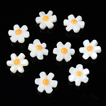 Natural Freshwater Shell Beads, Flower, 10x9x4mm, Hole: 0.8mm