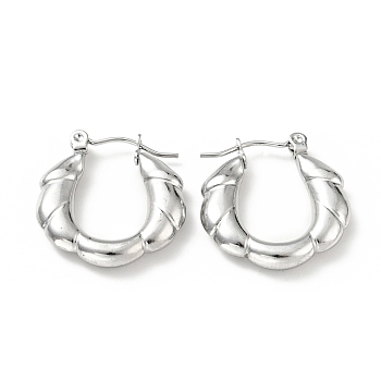304 Stainless Steel Twist Rope Hoop Earrings for Women, Stainless Steel Color, 21x20x4mm, Pin: 0.8mm