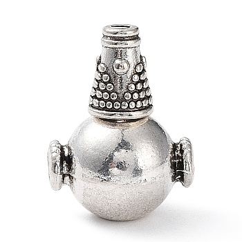 Tibetan Style Alloy 3 Hole Guru Beads, T-Drilled Beads, Gourd, Antique Silver, 17x13x10mm, Hole: 1.5mm and 2.2mm and 3mm