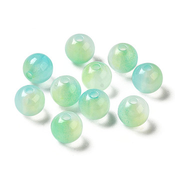 Transparent Acrylic Beads, Two-Tone, Round, Pale Green, 7.5x7mm, Hole: 1.8mm, about: 1900~2000pcs/500g