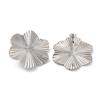 304 Stainless Steel Stud Earring Findings, Flower, 40.5x37mm, Hole: 2.5mm, Pin: 10x0.5mm