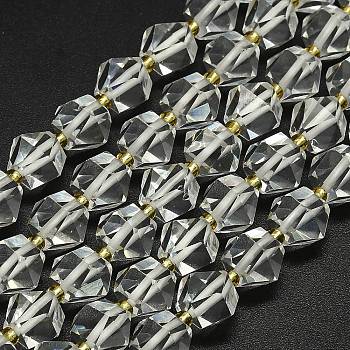 Synthetic Quartz Crystal Beads Strands, Octagonal, 8~8.5x8~8.5mm, Hole: 1mm, about 37pcs/strand, 15.35''(39cm)