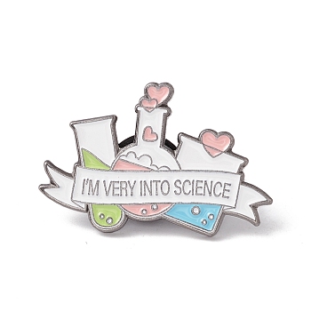Word I'm Very Into Science Enamel Pin, Chemistry Bottle Alloy Badge for Teachers' Day, Gunmetal, Colorful, 20x30x1.5mm, Pin: 1mm