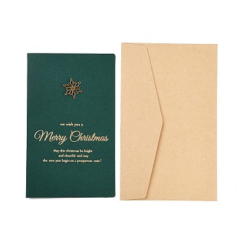 Rectangle Paper Greeting Card, with Envelope, Christmas Day Invitation Card, Snowflake, 170x105x3.5mm