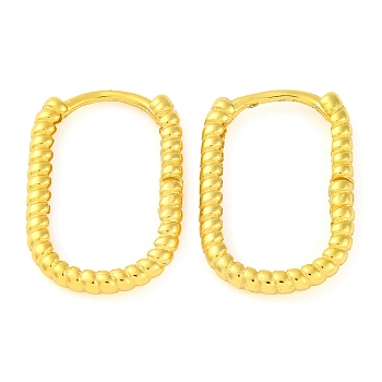 925 Sterling Silver Hoop Earrings for Women, Rectangle, Real 18K Gold Plated, 16.5x11.5x2.5mm