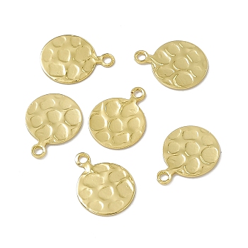 Rack Plating Brass Charms, Long-Lasting Plated, Cadmium Free & Nickel Free & Lead Free, Flat Round Charm, Real 18K Gold Plated, 13.5x10x0.7mm, Hole: 1.5mm