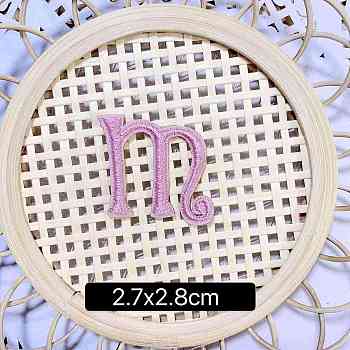 Computerized Embroidery Cloth Self Adhesive Patches, Stick on Patch, Costume Accessories, Letter, Pink, M:27x28mm