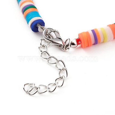 Valentine's Day Rainbow Polymer Clay Heishi Beaded Necklaces(NJEW-JN03301)-4