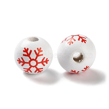 Printed Wood European Beads(WOOD-Z002-08D)-2