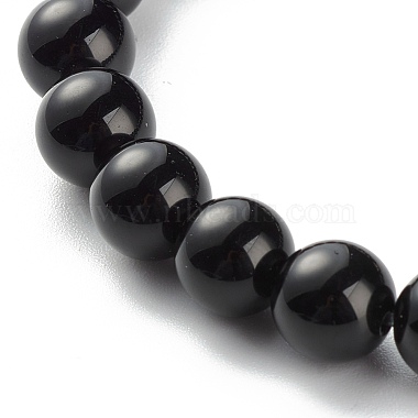 Natural Obsidian & Non-Magnetic Synthetic Hematite Round Beads Energy Stretch Bracelet for Men Women(BJEW-JB06968-01)-5