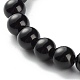 Natural Obsidian & Non-Magnetic Synthetic Hematite Round Beads Energy Stretch Bracelet for Men Women(BJEW-JB06968-01)-5