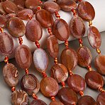 Natural Fire Crackle Agate Beads Strands, Dyed & Heated, Flat Oval, Dark Red, 26~27.5x19.5~20.5x9.5~10.5mm, Hole: 2mm, about 12pcs/strand, 15.55~15.87''(39.5~40.3cm)(GG-CBAE0EB-03A)