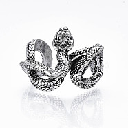 Gothic Punk Snake Alloy Open Cuff Ring for Men Women, Cadmium Free & Lead Free, Antique Silver, US Size 9 1/4(19.1mm)(RJEW-T009-55AS)