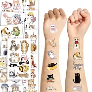 Cute Cat Water Proof Removable Temporary Tattoos Stickers, Body Art Paper Stickers, 120.5x68x0.2mm, 10pcs/set(DIY-Q051-01A)