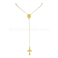 Alloy Cross Pendant Necklaces for Women, with Brass Dapped Chains, Golden, 16.42 inch(417mm)(NJEW-JN04799)