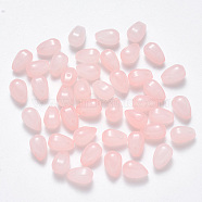 Imitation Jade Glass Charms, Teardrop, Pearl Pink, 9x6x6mm, Hole: 1mm(GLAA-R211-03-F04)