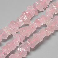 Natural Rose Quartz Beads Strands, Chip, 7~15x9.5~13x9.5~13mm, Hole: 1mm, about 43~45pcs/strand, 15.7 inch(G-R427-12)