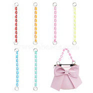 WADORN 6Pcs 6 Colors Acrylic Cable Chain Short Bag Straps, with Alloy Spring Gate Ring, Mixed Color, 23.3cm, 1pc/color(FIND-WR0009-21)