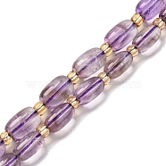 Natural Amethyst Beads Strands, Barrel, with Seed Beads, 10~11x6~7mm, Hole: 1mm, about 30pcs/strand, 15.55 inch(39.5cm)(G-L610-C01-01)