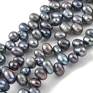 Dyed Natural Cultured Freshwater Pearl Beads Strands, Top Drilled, Rice, Black, 6~7mm, Hole: 0.6mm, about 35pcs/strand, 7.09 inch(18cm)(PEAR-A006-28A)