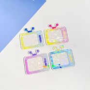 4Pcs 4 Colors Laser Style Acrylic Disc Keychain Blanks, with Ball Chains, Mixed Color, Television Pattern, 5.05x5.15x0.15cm, Hole: 3mm, 1pc/color(ZXFQ-PW0003-13B)