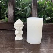 Buddha Shape Candle DIY Food Grade Silicone Statue Molds, For Candle Making, White, 8.2x5.2cm(PW-WG48218-07)