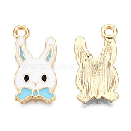 Alloy Pendants, with Enamel, Light Gold, Rabbit, Sky Blue, 21x11x2mm, Hole: 1.8mm(ENAM-S119-045B-02)