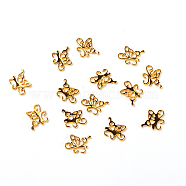 Alloy Open Back Bezel Cabochons, For DIY UV Resin, Epoxy Resin, Pressed Flower Jewelry, Butterfly, Golden, 14.5x13x1.5mm, Hole: 2mm(PALLOY-WH0084-64G)