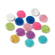 Crackle Opaque Acrylic Beads, Imitation Turquoise, Flat Round, Mixed Color, 25x5mm, Hole: 1.5mm, about 225pcs/500g(OACR-C006-09)