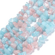 Natural White Jade Beads Strands, Imitation Morganite, Chip, Dyed, 3~16x3~8mm, Hole: 0.7mm, 32.28''(82cm)(G-G011-15-1)
