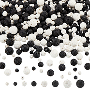 8 Styles Natural Lava Rock Round Beads, Round, Black & White, Mixed Color, 4~10mm, Hole: 1mm(G-OC0004-10)