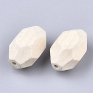 Unfinished Wood Beads, Natural Wooden Beads, Faceted, Oval, PapayaWhip, 32x18.5x20.5mm, Hole: 3mm(WOOD-Q039-03)