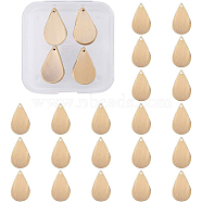 Brass Pendants, teardrop, Antique Bronze, 22x14x0.8mm, Hole: 1mm, 30pcs/set(KK-BC0003-08AB)