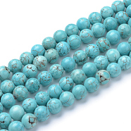 Synthetic Green Turquoise Beads Strands, Round, Dyed, 6~6.5mm, Hole: 1mm, about 63pcs/strand, 15.5 inch(G-T055-6mm-12-1)