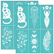Self-Adhesive Silk Screen Printing Stencil, for Painting on Wood, DIY Decoration T-Shirt Fabric, Turquoise, Cat Shape, 280x220mm(DIY-WH0338-174)
