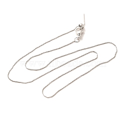 0.5mm Rack Plating Brass Box Chain Adjustable Slider Necklaces for Women Men, Cadmium Free & Lead Free, 901 Stainless Steel Clasp, Long-Lasting Plated, Platinum, 18.11 inch(46cm)(MAK-L044-52P)