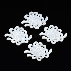 Natural White Shell Cabochons, Flower, 23.5x33x2.5~3mm(SSHEL-N027-124-02)