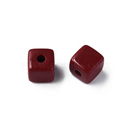 Opaque Acrylic Beads, Cube, Dark Red, 12.5x12.5x12.5mm, Hole: 3.5mm, about 263pcs/500g(MACR-S373-141-A01)