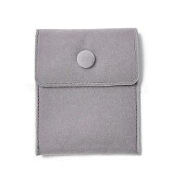 Velvet Jewelry Storage Pouches, Rectangle Jewelry Bags with Snap Fastener, for Earrings, Rings Storage, Light Grey, 9.7~9.75x7.9cm(TP-B002-03A-03)