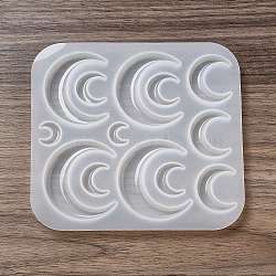 DIY Silicone Cabochons Molds, Resin Casting Molds, for UV Resin, Epoxy Resin Jewelry Making, Moon Pattern, 130x117x8mm, Inner Diameter: 4~15x13~48mm(DIY-G079-09F)