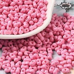 Baking Paint Glass Seed Beads, Peanut, Pearl Pink, 5.5~6x3~3.5x3mm, Hole: 1~1.2mm, about 3877pcs/pound(SEED-K009-01A-20)