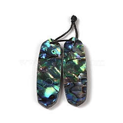 2Pcs Natural Abalone Shell/Paua Shell Pendants, Geometric Charms, Oval, 38x12x3mm, Hole: 1mm(SHEL-A005-01H)